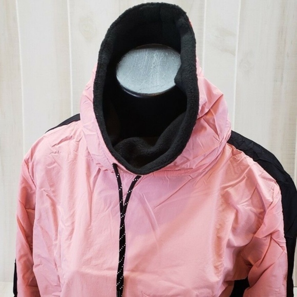 Victoria's Secret PINK NEW Jacket Fleece Neck Anorak Small Black Pullover - Picture 3 of 7